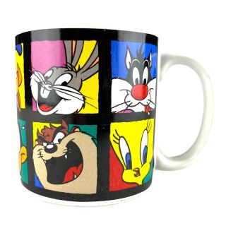 Warner Bros Vintage 1994 Looney Tunes Coffee Mug Tweety Bugs Bunny Taz