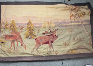 Vintage North American Tapestry Wall Hanging Elk Deer Nature Land Scape Nature