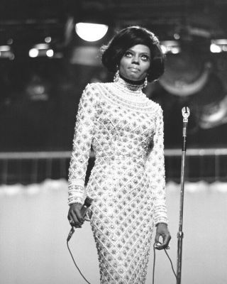 Diana Ross In White Sequined Dress On Stage Mid 1960 