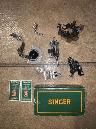 Vintage Singer Sewing Machine Attachment Set 160809 For Model 15 - Orig Box,  More