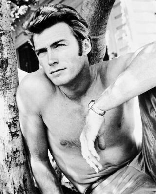 Clint Eastwood Bare Chested Hunky B&w 8x10 Photo
