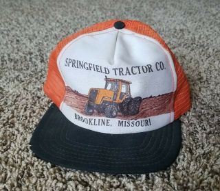 Vtg Allis Chalmers Brookline Missouri Springfield Tractor Mesh Hat Cap Two - Tone