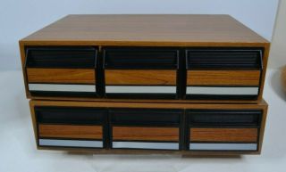 Cassette Tape 2 Storage Holders Vintage 3 Drawer 42 Audio 2 Cases Faux Wood