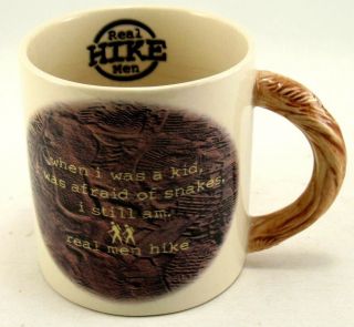 Russ Berrie Vtg Large Coffee Cup Mug Real Men Hike Snakes Rattlesnake