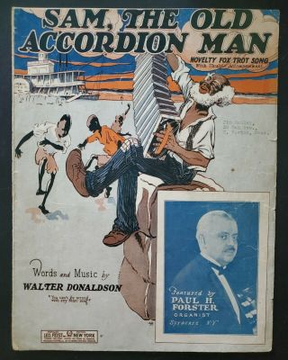 Vintage Black Americana - Sam The Old Accordian Man Sheet Music - 1927
