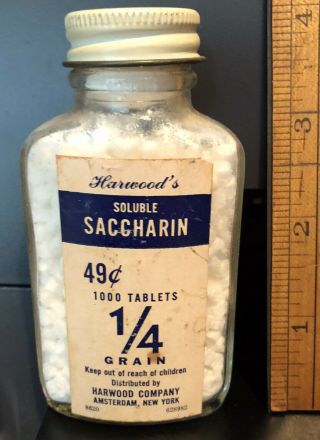 Vintage Medicine Bottle Saccharin Tablets Full Amsterdam Ny
