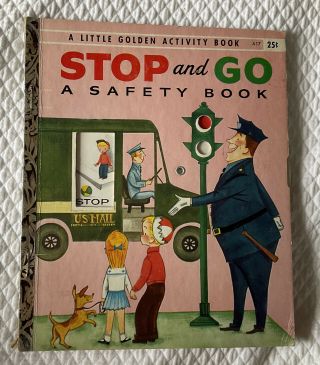 Vtg 1957 Stop And Go A Safety Book Little Golden Activity Book With Wheel 1st Ed