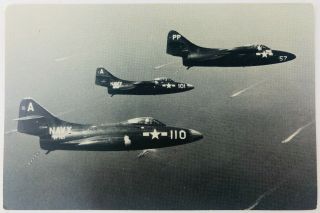 Vintage Grumman F9f - 2 Panther Fighter Rppc U.  S.  Navy Photo Postcard