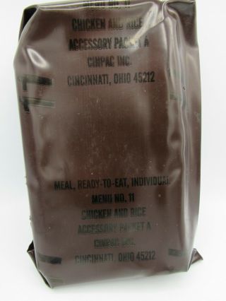Vintage 1994 Us Military Mre Meals Ready To Eat 11 Chicken And Rice Cinpac