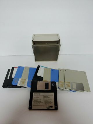 Vintage Fellowes Floppy Diskette Disk Holder Storage Box Case W/ 11 Floppy Disks