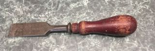 Vintage 3/4 Inch Witherby Warranied Wood Chisel With Wood Handle.