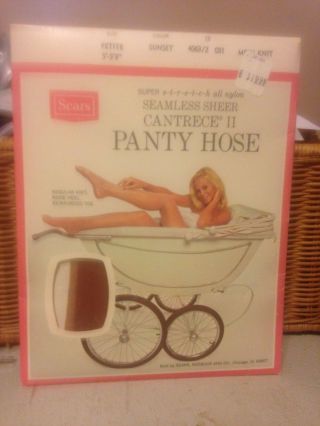 Exciting Vintage Sears Petite Sunset Nude Pantyhose W/ Model