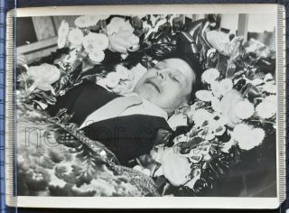 Post Mortem Funeral Dead Young Man Coffin Artificial Flowers Ussr Vintage Photo