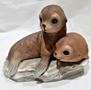 Vintage Homco Home Interiors Baby Seal Pup Figurine Masterpiece Porcelain
