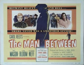 The Man Between Lobby Ttitle Card 1953 James Mason,  Claire Bloom