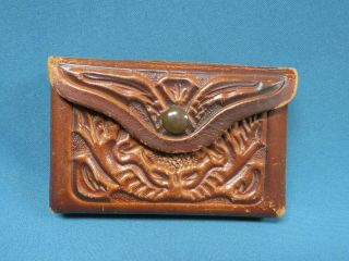 Vintage Brown Leather Hand Tooled Floral Rifle Ammunition Belt Case 4140 Medium