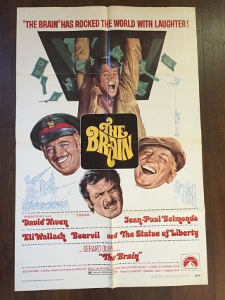The Brain Movie Poster - 1969 27x41 " David Niven Jean Paul Belmondo