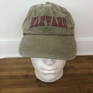 Vintage Harvard Hat Olive Green Adjustable Falcon Headwear
