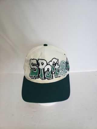 Vintage 90s Michigan State Spartans Top Of The World Bolt Graffiti Snapback Hat