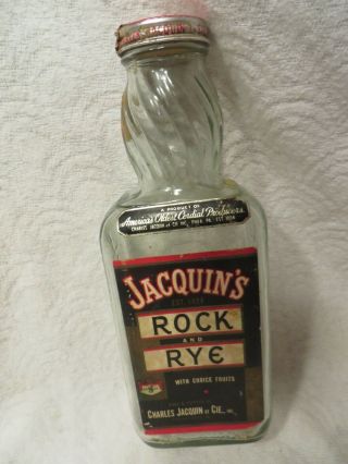 Vintage Jacquin ' s Rock and Rye Bottle 4/5 Quart 3