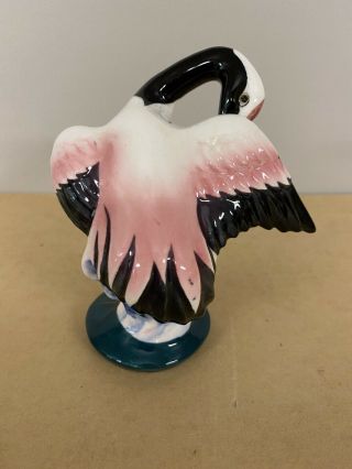 Vintage Porcelain Figurine Pink Flamingo Bird Crackle Glaze Japan