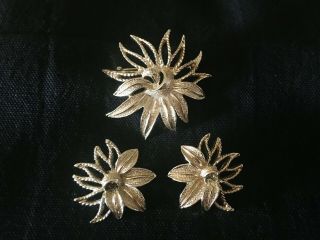 Vintage Sarah Coventry Demi Brooch/pin & Earring Set " Demi - Flower " 1969