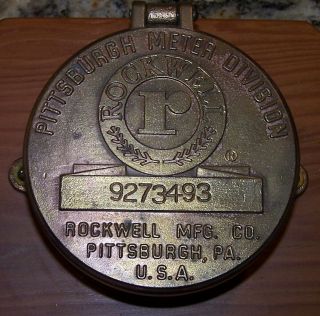 Vintage Pittsburgh Meter Division Brass Water Meter Cover Rockwell Mfg Co 4.  25