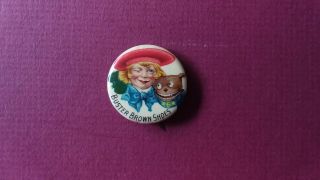 Vintage Buster Brown & Tige Shoes Premium Button Pin Whitehead & Hoag Co.
