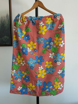 Vintage Retro Mod Floral Drawstring Sack Bag Hamper Toys Storage Pouch
