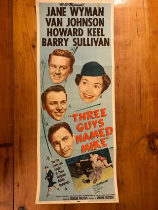 Three Guys Named Mike Insert 1951 Jane Wyman,  Van Johnson