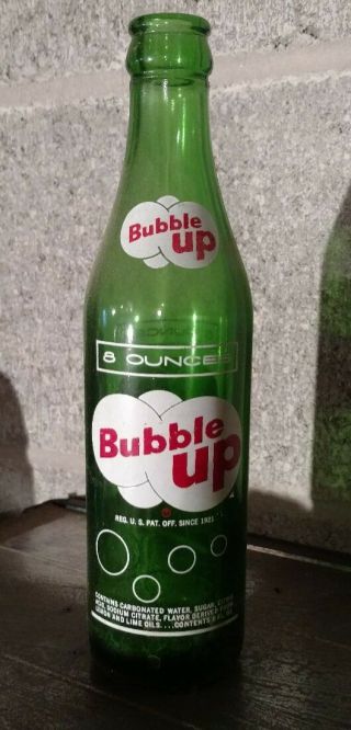 Vintage Bubble - Up Green Glass Soda Bottle