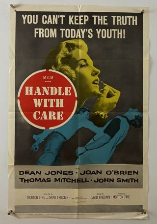 Handle With Care Movie Poster (vg) One Sheet 1958 Teen Crime 5968