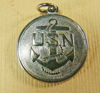 Vintage Sterling Silver United States Navy Anchor Charm Disc