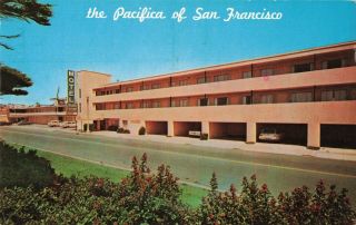 C.  1976 Vintage Cars Pacifica Motel Sign San Francisco Ca.  Postcard 2t6 - 24