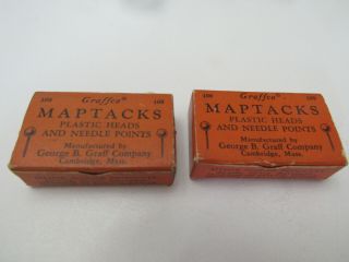 Vintage Graffco Red & Blue Maptacks Map Tack Plastic Heads & Needle Points Usa 2