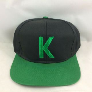 Vtg Kool Cigarettes Snapback Hat Cap Embroidered K Logo Black Green