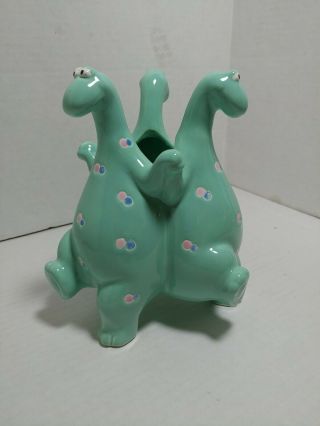Fitz and Floyd VINTAGE Japan 1980 ' s 3 Dancing dinosaurs Bud Vase 3
