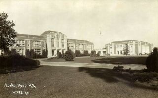 High School,  Santa Rosa,  California,  Rppc,  Vintage Postcard