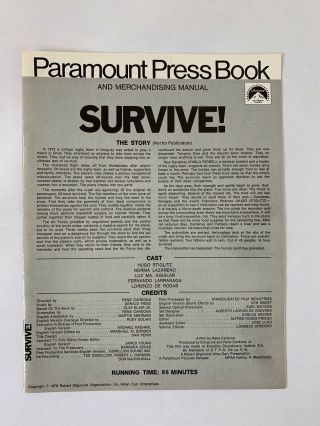 Survive Pressbook 1976 10 Pages 9x11 Movie Poster Art Disaster 1006