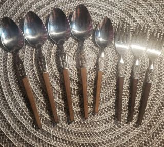 Vintage 8 Pc Ekco Eterna Lajoya Stainless Flatware Set Include Spoons And Forks