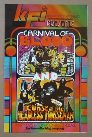 Carnival Of Blood & Curse Of The Headless Horseman Double Bill Horror Pressbook
