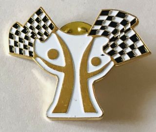 Formula One Motor Racing F1 Checkered Flag Pin Badge Rare Vintage (g3)