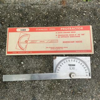 Vintage Sears Craftsman Protractor 9 - 4029 Stainless Steel W/ Box
