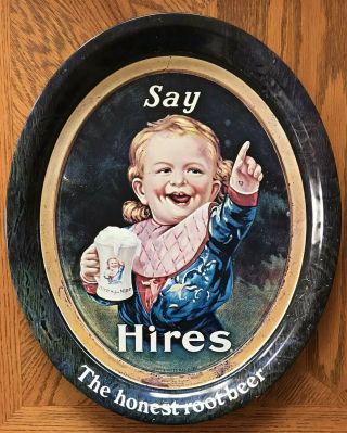 Vintage Hires Root Beer Tin Serving Tray.  Say Hires The Honest Root Beer