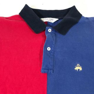 Vtg Brooks Brothers Golden Fleece Usa Polo Shirt Blue Red Half Large Men Cotton