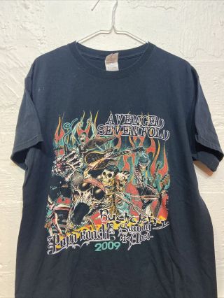 Vintage Style Avenged Sevenfold Tour T Shirt Size Mens L Rare Black