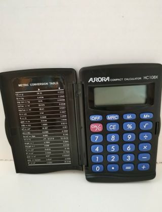 Vtg Aurora Compact Calculator Hc108x Soft Touch Keys Hard Case Vintage