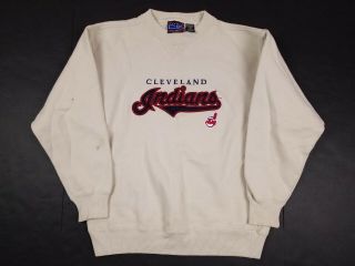 Vtg 90s Cleveland Indians Mlb Crable Embroidered Chief Wahoo Sweatshirt Adult M