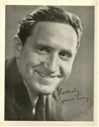 1933 Young Smiling Spencer Tracy Close - Up Portrait 8” X 10” Signature Printed - In