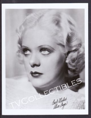 8x10 Photo Actress Alice Faye Headshot Pretty Blonde Preprinted Signature
